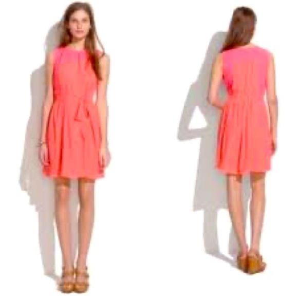 MADEWELL Bungalow Coral / Pink Viscose Crepe Dress - Picture 6 of 7